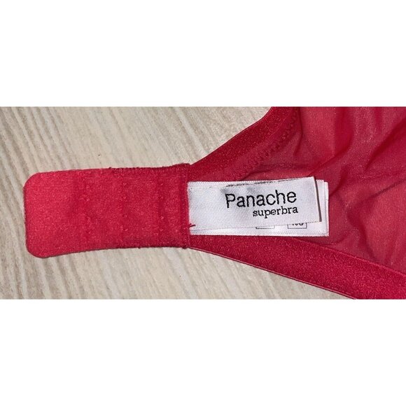 Panache Superbra Tango II 3256 Embroidered Sheer Balconette Bra Sheer 32G Red - Picture 5 of 6